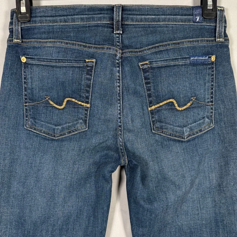 7 For‎ All Mankind Roxanne Crop Jeans Womens 29 Blue Medium Wash Slim Straight